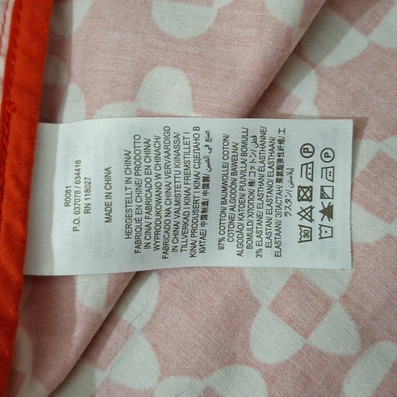 Boden cotton a-line mini skirt - 8 - red-orange white abstract medallion print - Picture 6 of 10